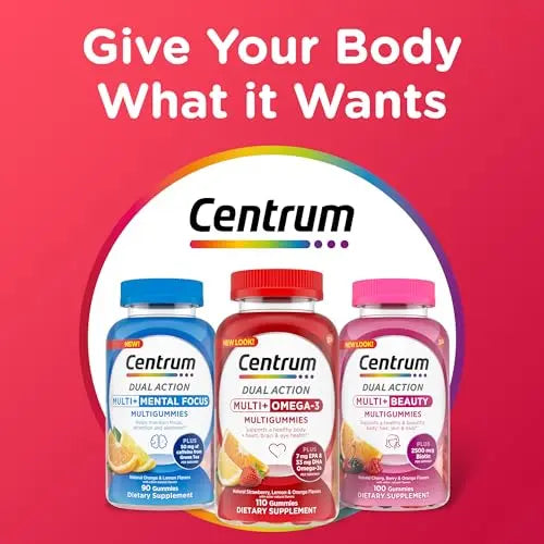 Centrum MultiGummies Multi+ Omega 3 Dual Action, Adult Multivitamin, Multivitamin/Multimineral/Omega 3 Centrum Au supplements