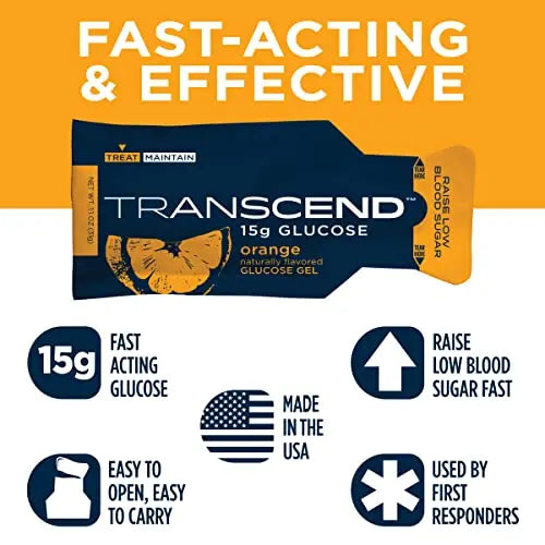 Transcend Glucose Gel Packs - Orange, 30 Pack (1.1oz each) - FSA/HSA Transcend Au supplements
