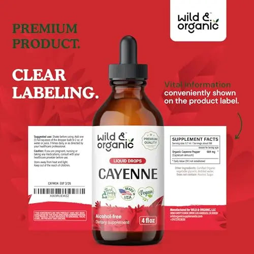 Cayenne Pepper Supplements - Organic Cayenne Pepper Tincture - Cayenne Pepper Liquid Wild & Organic Au supplements