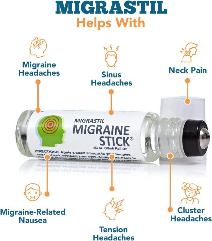 Basic Vigor Migrastil Migraine Stick Rollon - Fast Cooling Comfort for Your Head 3-Pack. Aromatherapy with Peppermint & Other Essential Oils. Metal Roller. Made in USA by Basic Vigor Basic Vigor Au supplements