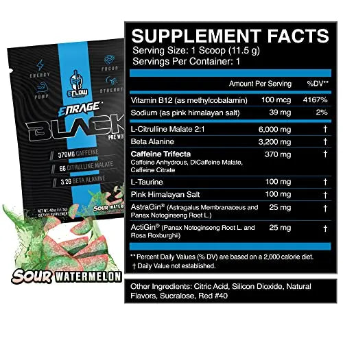 eFlow Nutrition ENRAGE Black Preworkout Sample Packs - Travel Packs - High Stim Energy eFlow Nutrition Au supplements