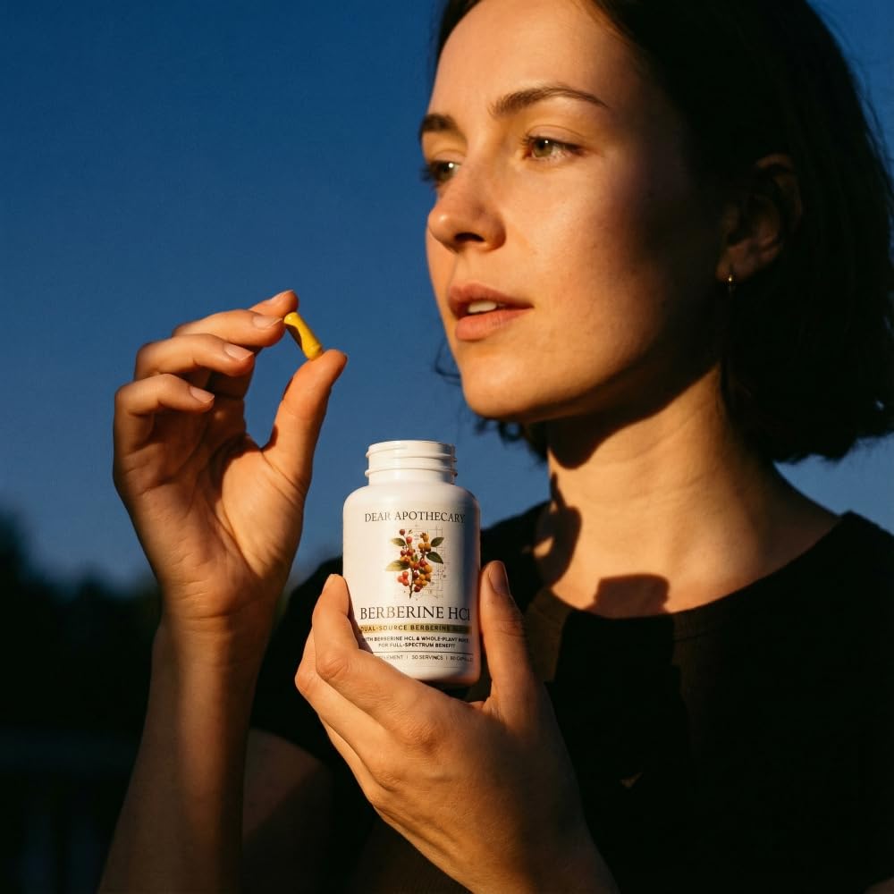 Dear Apothecary Berberine HCl 1200mg Supplement - Dual Source Bark & Root Extract - Berberis Aristata - USA Grown Botanical Extract