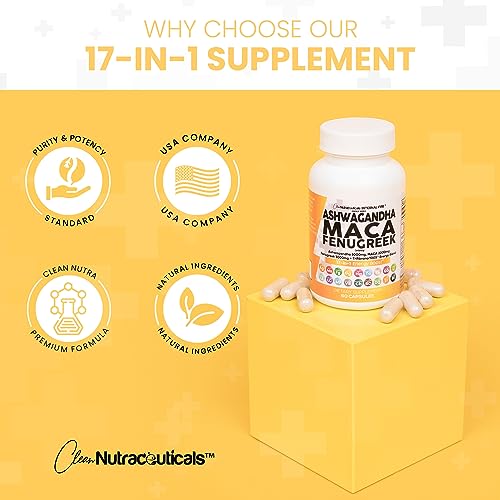 Ashwagandha 5000mg Maca Root 2000mg Fenugreek 3000mg Suppleme Clean Nutraceuticals Au supplements