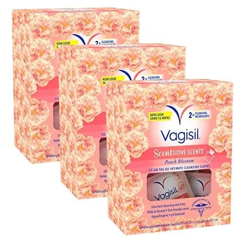 Vagisil Scentsitive Scents On-The-Go Feminine Cleansing Wipes, pH Balanced, Peach Blossom Vagisil Au supplements