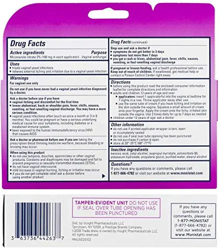 Monistat 7-Day Yeast Infection Treatment | Cream with Disposable Applicators Monistat Au supplements