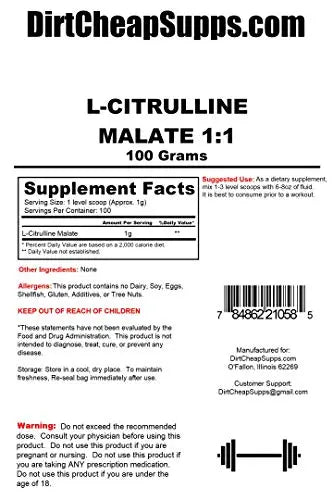DirtCheapSupps L-Citrulline Malate 1:1 Powder 100g (Unflavored) DirtCheapSupps Au supplements