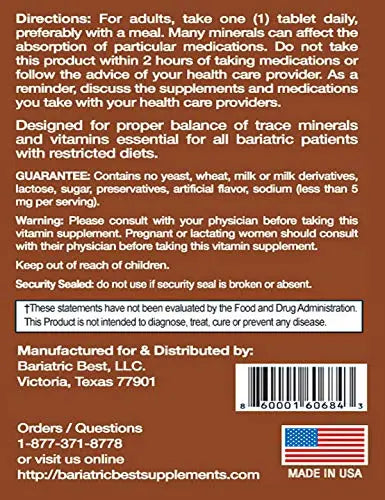 Bariatric Best Multivitamin Tablets – for Post-Bariatric Surgery, Gastric Bypass & Sleeve Bariatric Best Supplements Au supplements
