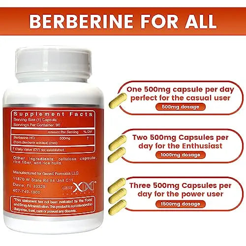 GENEX Berberine HCl 500mg (90 Capsules) | Powerful AMPK Activator, Supports Heart Genex Formulas Au supplements