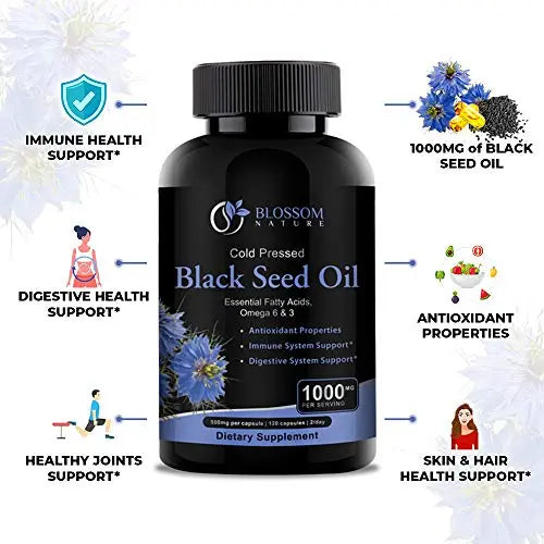 Black Seed Oil Capsules 1000mg - Premium Black Cumin Seed Oil Capsules - Black Seed Blossom Nature Au supplements
