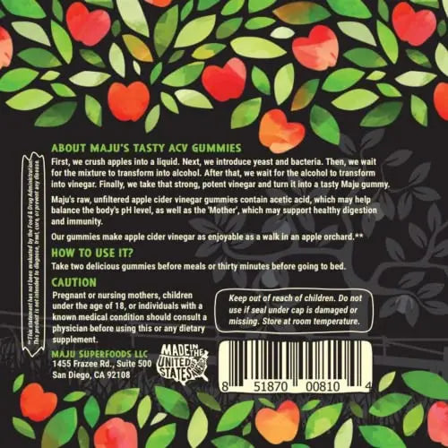 Apple Cider Vinegar Gummies with Mother - Weight Management & Detox - 2X Stronger Maju Superfoods Au supplements
