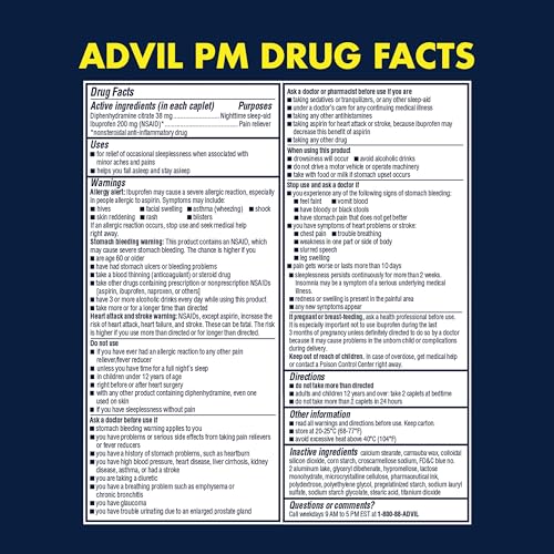 Advil Pain Reliever and Fever Reducer, Ibuprofen 200mg for Pain Relief - 300 Count, Advil PM Pain Reliever and Nighttime Sleep Aid, Ibuprofen for Pain Relief and Diphenhydramine Citrate - 2 Count Advil Au supplements