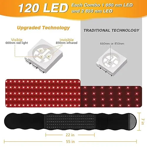Streamlet Red Light Therapy Belt, 120 LED Combo 660nm 850nm Wearable Red Light Therapy Streamlet Au supplements