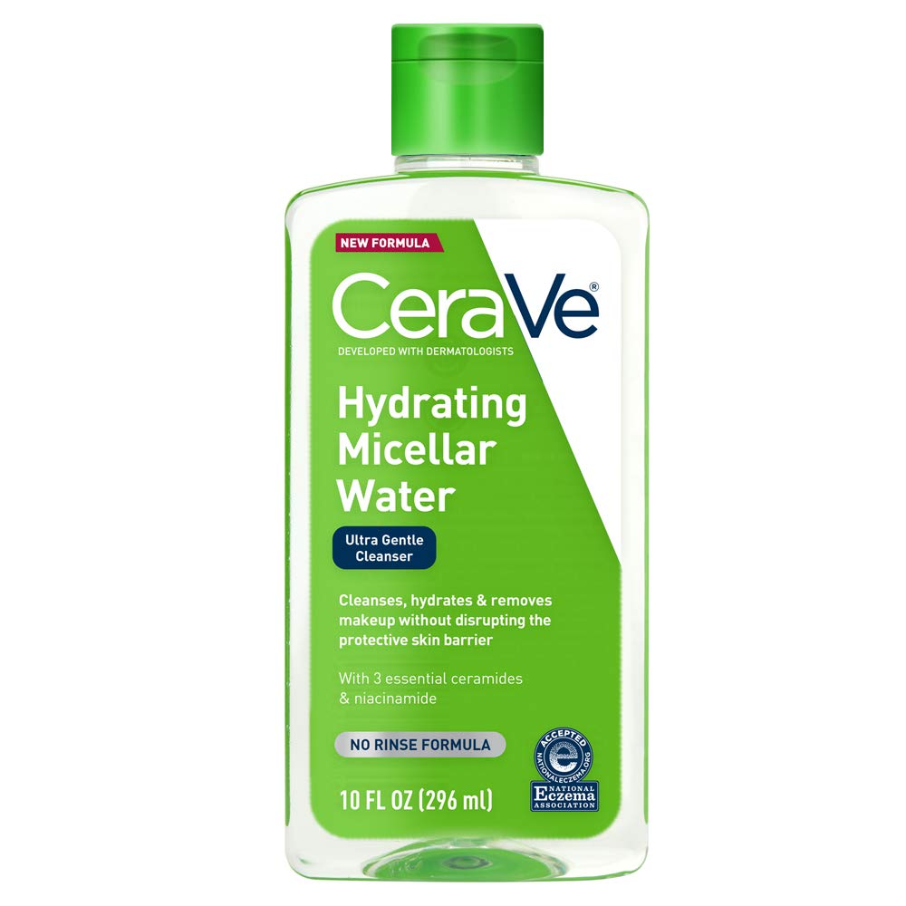 CeraVe Micellar Water, Hydrating Facial Cleanser & Eye Makeup Remover with Niacinamide, Ceramides & Glycerin