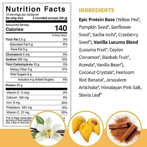 Sprout Living Epic Protein Vanilla Lucuma, 454 g Sprout Living Au supplements