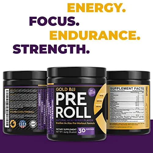 Gold BJJ PreRoll - Jiu Jitsu Pre Workout Supplement for Energy, Focus, and Endurance Gold BJJ Au supplements