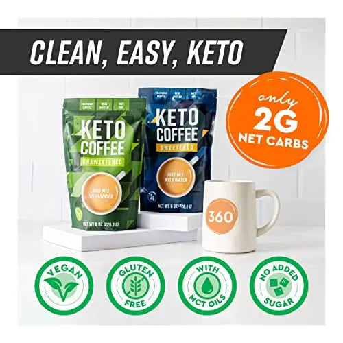 360 Nutrition Instant Keto Coffee with MCT Oil, Coconut Oil, Sweetened, Gluten Free 360 Nutrition Au supplements