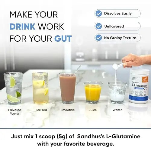 Sandhu's L-Glutamine - 100 Servings -Made in USA -500 Gram- Non-GMO- Amino Sandhu's Au supplements