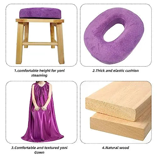 ElasignShopo Yoni Seat Kit, Wooden Vaginial Steaming Stool Chair Set with Gown for Feminine ElasignShopo Au supplements