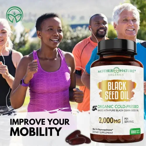 Organic Black Seed Oil Capsules - 3 Month Supply - 180 Count (2000mg Per Serving) Mother Nature Organics Superfoods for Organic Living Au supplements