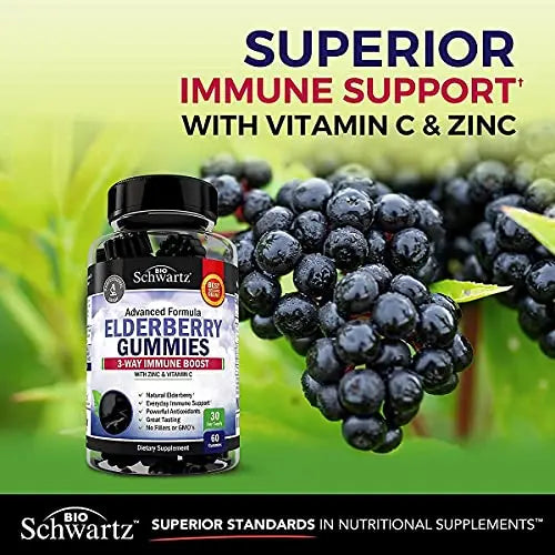 Elderberry Gummies with Zinc and Vitamin C for Adults & Kids - Natural Immune Support BioSchwartz Au supplements