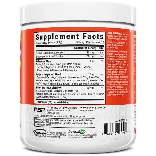 RSP Nutrition Mango Aminolean Amino Acid Supplement Powder, 8.29 OZ RSP NUTRITION Au supplements