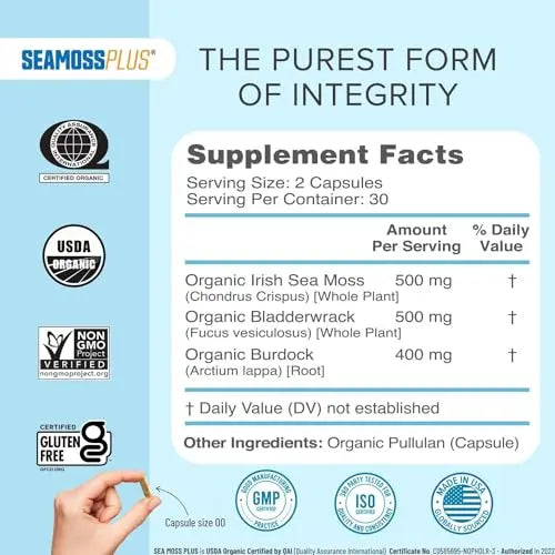 Power By Naturals Sea Moss Plus - USDA Certified Organic Wildcrafted Irish Power By Naturals Au supplements