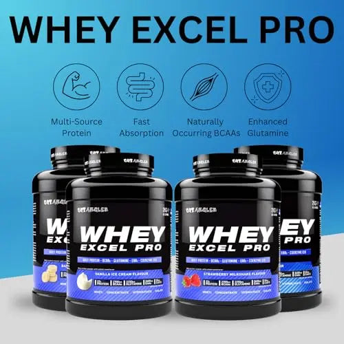 Out Angled Whey Excel Pro Whey Protein Powder Vanilla Flavour, 2kg, 66 Servings, High Protein Powder OUT ANGLED Au supplements