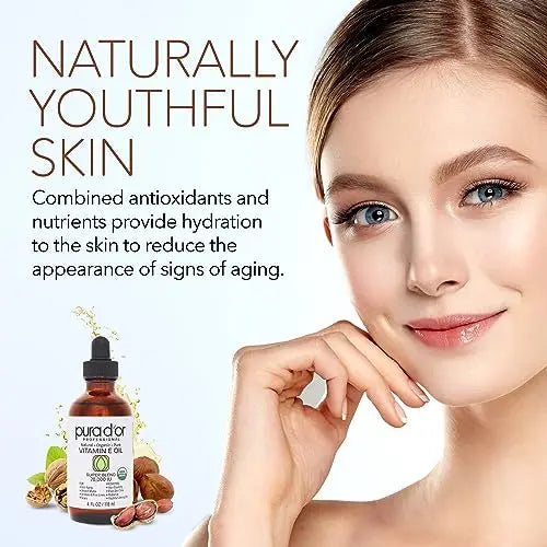 PURA D'OR 4 Oz ORGANIC Vitamin E Oil Blend 70,000 IU - 100% Natural Hexane Free, Sweet Almond PURA D'OR Au supplements