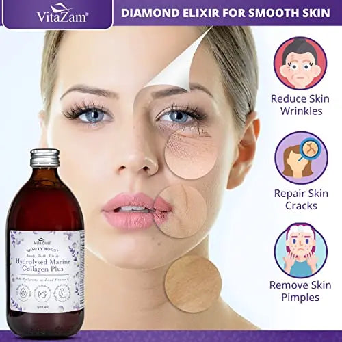 Diamond Elixir Marine Liquid Collagen Type 1 & 3 Hydrolysed Collagen Peptides 10000mg VitaZam Au supplements