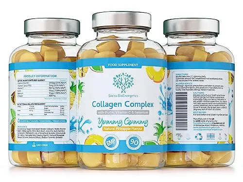 Collagen Complex - 90 Natural Pineapple Flavour Chewable Yummy Gummies swiss bioenergetics Au supplements