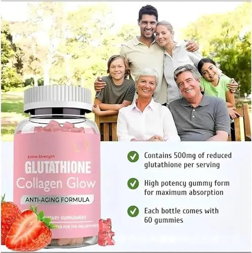 Glutathione Collagen Gummies,Glutathione Collagen Glow Gummies for Dark Spot,60 Pieces Pelinuar Au supplements