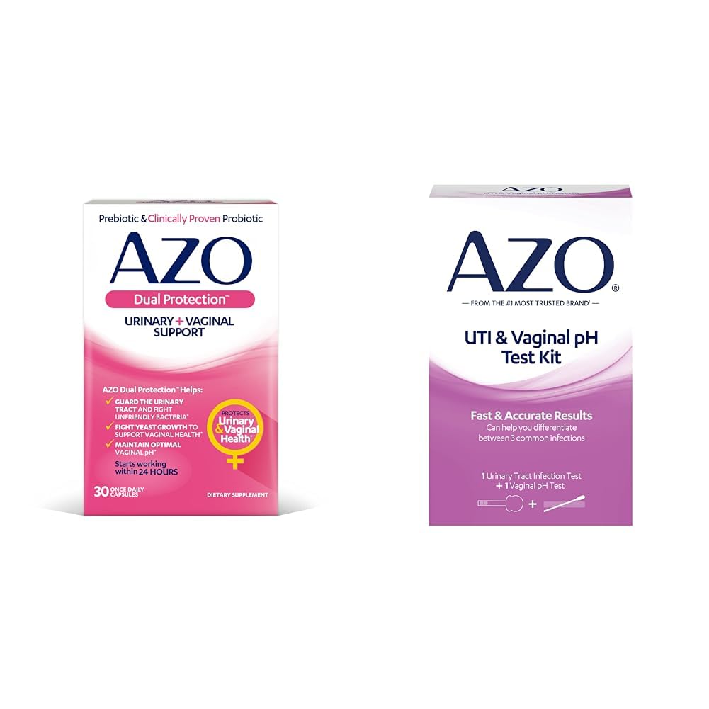 AZO Dual Protection Urinary & Vaginal Probiotic + UTI & Vaginal pH Test Kit (30 Count) AZO Au supplements