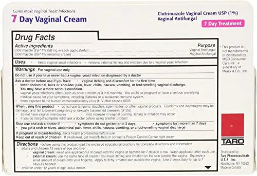 Taro Clotrimazole 7 Vaginal Cream 45 g (Pack of 4) TARO Au supplements
