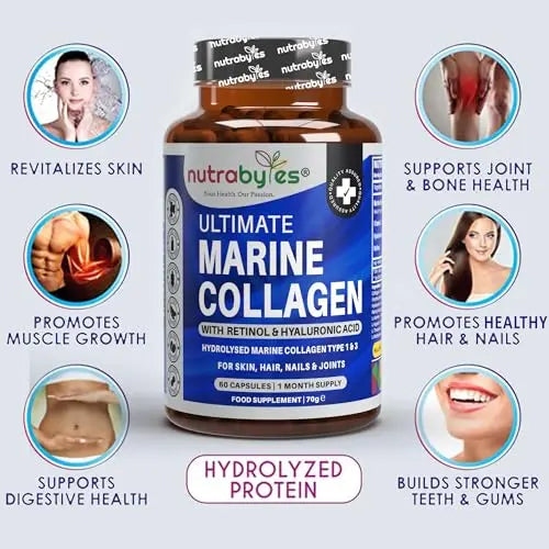High Strength Marine Collagen with Hyaluronic Acid, Retinol and Vitamin C NUTRABYTES Au supplements
