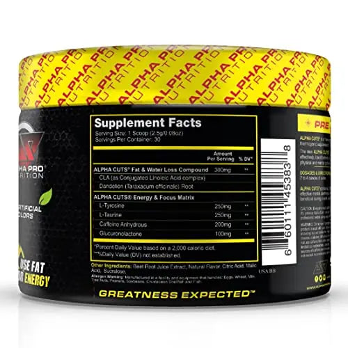 Alpha Pro Nutrition Alpha Cuts Fat Burner Thermogenic Men Women Pre Cardio Workout Alpha Pro Nutrition Au supplements