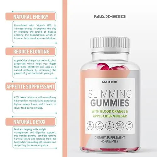 (Official 2 Pack) Slimming Gummies It Works with Apple Cider Vinegar and Sicilian Blood Orange Extract Max-Bio Au supplements