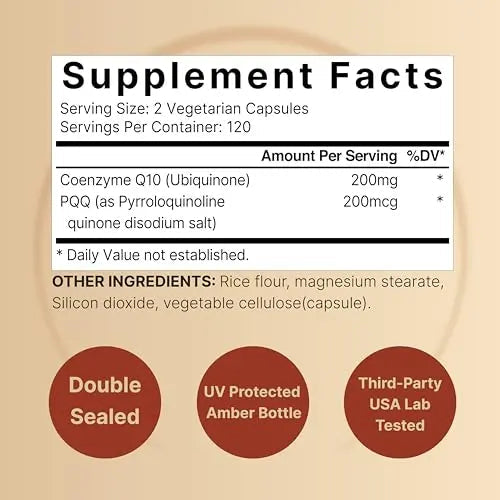 NatureBell CoQ10 (Ubiquinone) 200mg with PQQ, 240 Veggie Capsules | Stable High NatureBell Au supplements