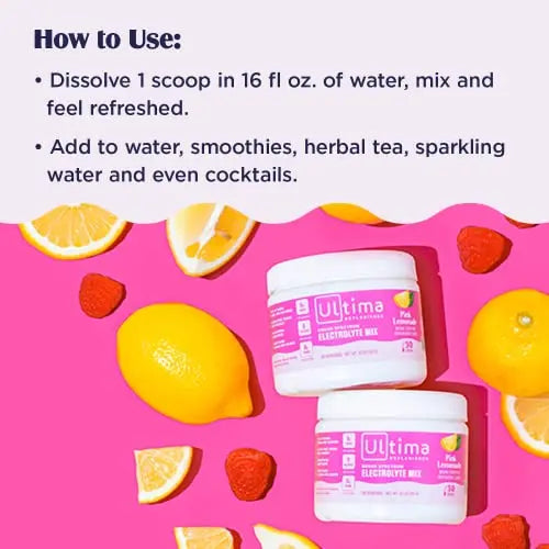Ultima Replenisher Electrolyte Hydration Drink Mix, Pink Lemonade, 30 Serving Tub Ultima Replenisher Au supplements