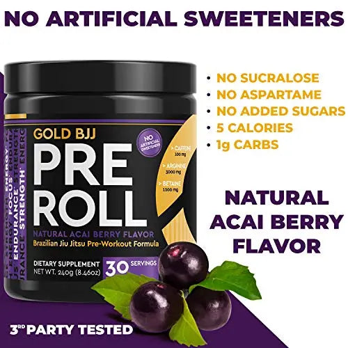 Gold BJJ PreRoll - Jiu Jitsu Pre Workout Supplement for Energy, Focus, and Endurance Gold BJJ Au supplements