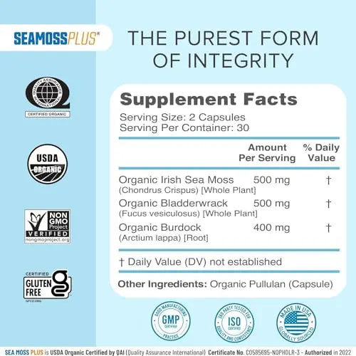 Power By Naturals Sea Moss Plus - USDA Certified Organic Wildcrafted Irish Seamoss Power By Naturals Au supplements