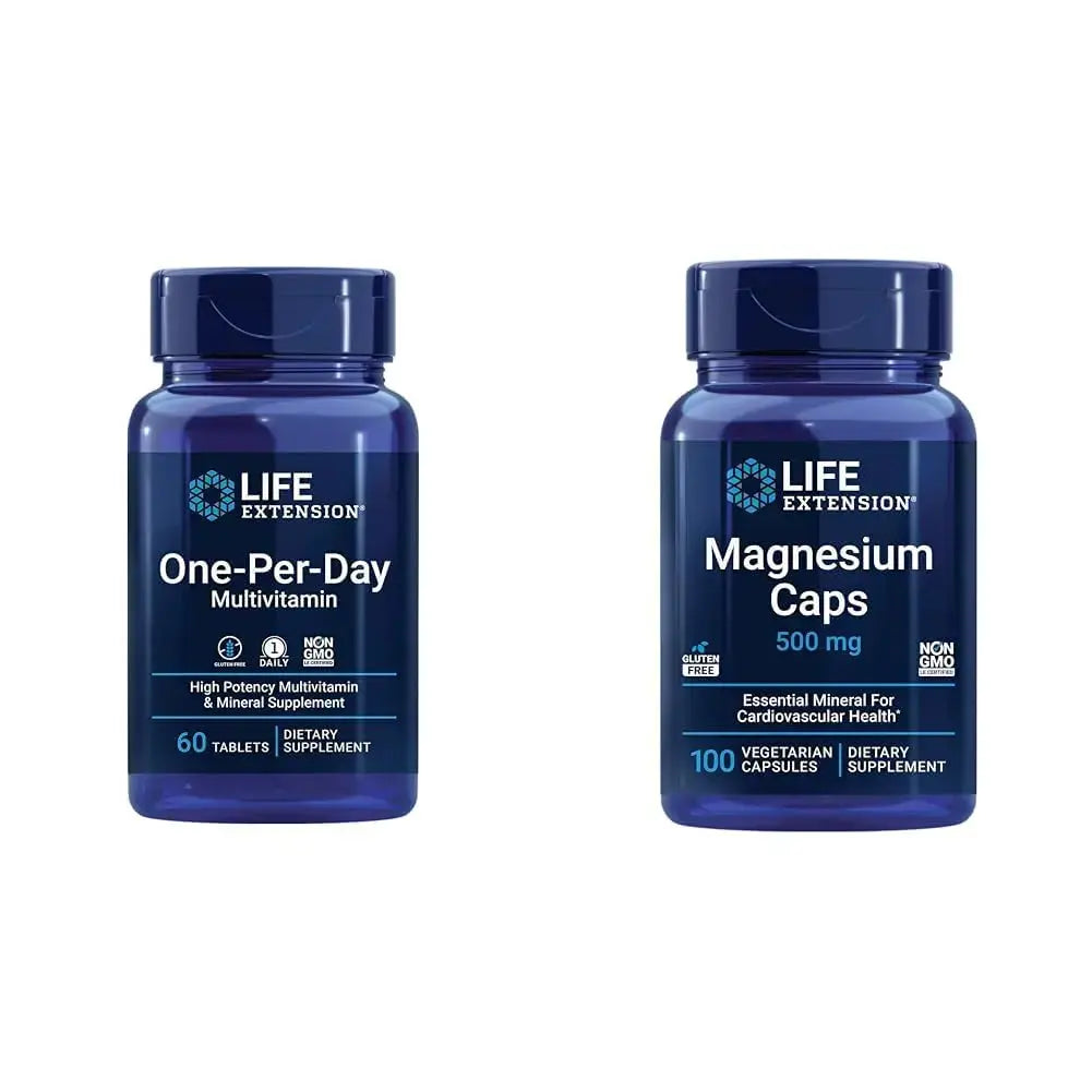 Life Extension One-Per-Day Multivitamin – Packed with Over 25 Vitamins, Minerals & Plant Extracts & Magnesium Caps, 500 mg, Magnesium Oxide, Citrate, Succinate, Heart Health Life Extension Au supplements