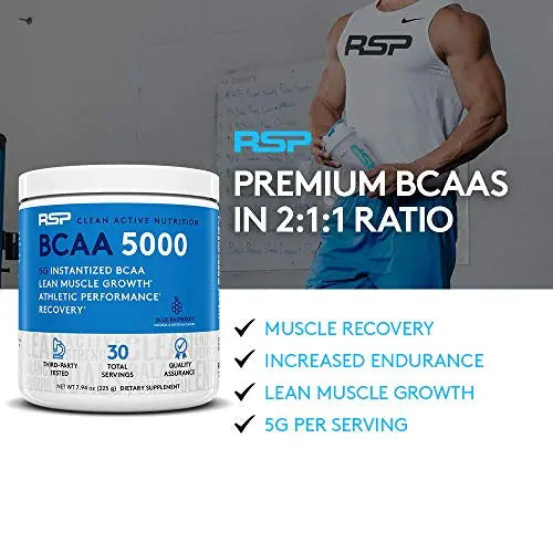 RSP BCAA 5000 (30 Serv), Premium BCAA Capsules for Post Workout Muscle Recovery RSP NUTRITION Au supplements