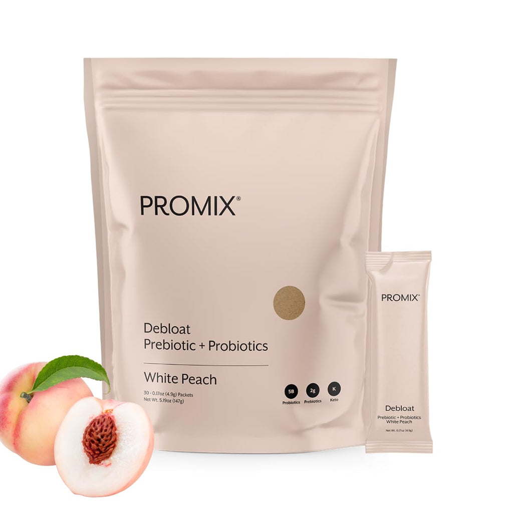 ProMix Nutrition Debloat Prebiotics and Probiotics, Bloating Relief for Women, Gut Cleanse Detox for Men and Immune Support - White Peach - 30 Servings (Pack of 30) ProMix Nutrition Au supplements