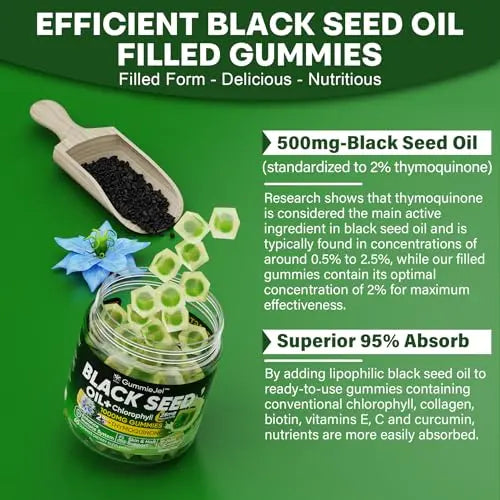 Sugar Free Black Seed Oil Filled Gummies & Chlorophyll, with Hydrolyzed Collagen EnvyCure Au supplements