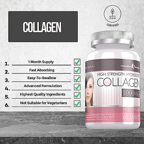 Hydrolysed Collagen High Strength 1,000mg for Hair, Skin & Nails, 60 Tablets, Evolution Slimming Evolution Slimming Au supplements