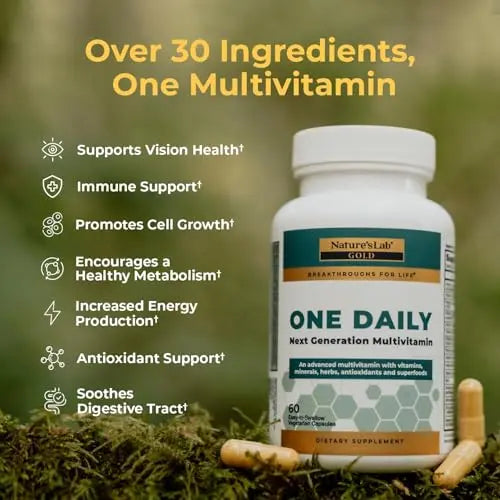 Nature's Lab Gold One Daily Multivitamin - Contains 19 Essential Vitamins & Minerals including Vitamin C, D3 & Zinc - 60 Capsules (2 Month Supply) Nature's Lab Au supplements