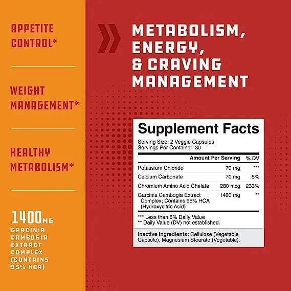 95% HCA Pure Garcinia Cambogia Extract - Blocks Carb Absorption - Suppresses Appetite Natures Craft Au supplements
