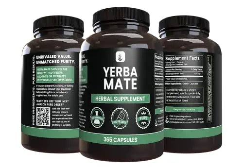 PURE ORIGINAL INGREDIENTS Yerba Mate (365 Capsules), No Magnesium Or Rice Fillers PURE ORIGINAL INGREDIENTS Au supplements