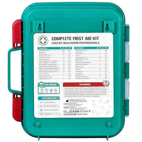 General Medi 420 Pieces Professional First Aid Kit - HardCase First Aid Box - Contains General Medi Au supplements