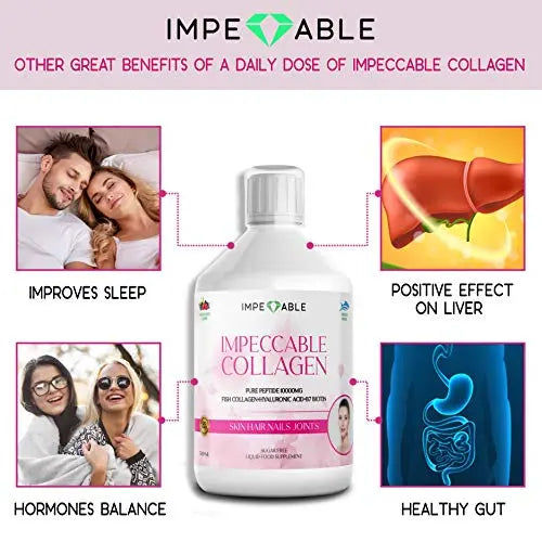 IMPECCABLE Collagen 10.000mg hydrolyzed Sugar Free Liquid Marine Collagen | Supplements for Women and Men Impeccable Au supplements